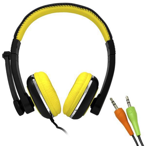 HEADPHONE 280PC C/ MIC PRETO/AMARELO ROADSTAR