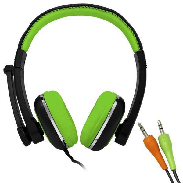 HEADPHONE 280PC C/ MIC PRETO/VERDE ROADSTAR